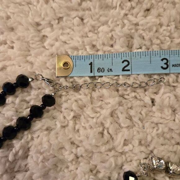 NWOT Long Faceted Jet Beads + Rhinestones Necklace - Picture 8 of 9